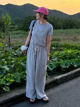 「LOWRYS FARM（ローリーズファーム）のアソートシアーTEE 638393（Tシャツ/カットソー、ブルー系）」を使った、yuespireさん（レディース）の夏コーディネート