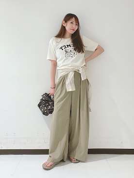 「MIXTA（ミクスタ）の『別注』Mixta×URBAN RESEARCH　HEMET（Tシャツ/カットソー、ベージュ系）」を使った、YUMIさん（レディース・158cm）の夏コーディネート