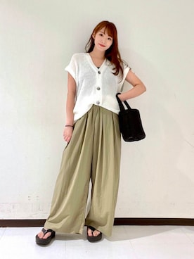 「URBAN RESEARCH（アーバンリサーチ）のアイテム（かごバッグ）」を使った、YUMIさん（レディース・158cm）の夏コーディネート