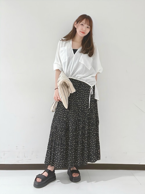 ラミーレーヨンギャザーヘムシャツ