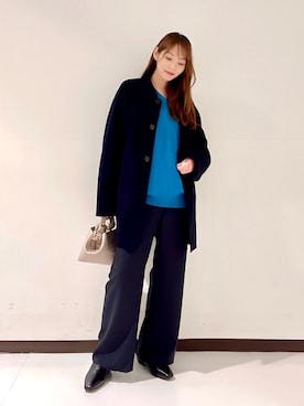 「アイテム（ステンカラーコート）」を使った、YUMIさん（レディース・158cm）の秋コーディネート