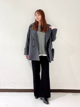 「アイテム（ピーコート）」を使った、YUMIさん（レディース・158cm）の秋コーディネート