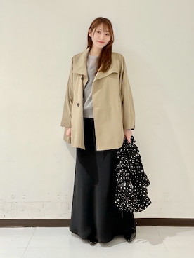 「URBAN RESEARCH（アーバンリサーチ）のリネン混スポンディッシュニット（ニット/セーター、グレー系）」を使った、YUMIさん（レディース・158cm）の冬コーディネート