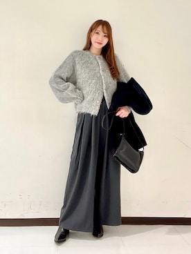 「アイテム（ピーコート）」を使った、YUMIさん（レディース・158cm）の冬コーディネート