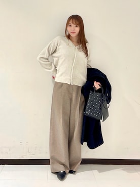 「アイテム（チェスターコート）」を使った、YUMIさん（レディース・158cm）の冬コーディネート