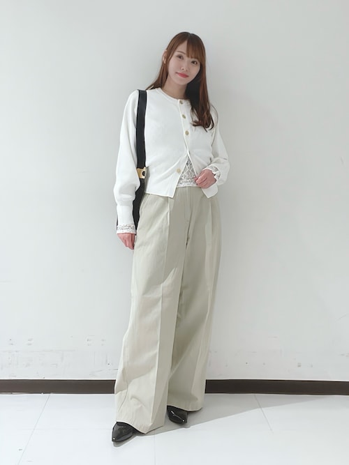 『3サイズ展開』ベルト付きタックワイドチノパンツ