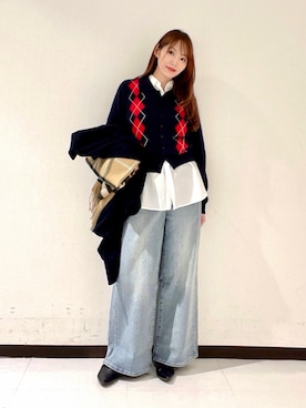 「アイテム（ピーコート）」を使った、YUMIさん（レディース・158cm）の秋コーディネート