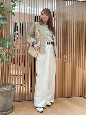 「Barbour（バブアー）のBarbour　CATLIN CASUAL JACKET（その他アウター、ベージュ系）」を使った、YUMIさん（レディース・158cm）の春コーディネート