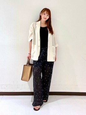 「アイテム（その他アウター、ホワイト系）」を使った、YUMIさん（レディース・158cm）の夏コーディネート