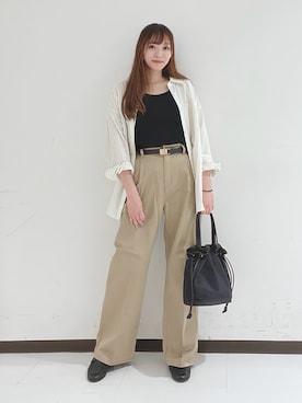 「URBAN RESEARCH（アーバンリサーチ）のバックデザインストライプシャツ（シャツ/ブラウス、ホワイト系）」を使った、YUMIさん（レディース・158cm）の夏コーディネート