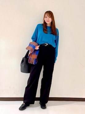 「アイテム（ベルト）」を使った、YUMIさん（レディース・158cm）の秋コーディネート