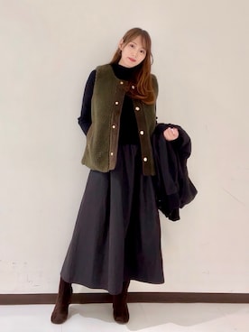 「アイテム（ニット/セーター）」を使った、YUMIさん（レディース・158cm）の秋コーディネート