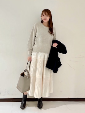 「アイテム（ピーコート）」を使った、YUMIさん（レディース・158cm）の秋コーディネート