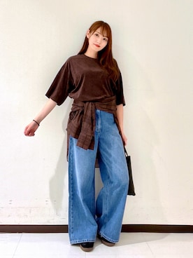 「Lee（リー）のアイテム」を使った、YUMIさん（レディース・158cm）の秋コーディネート