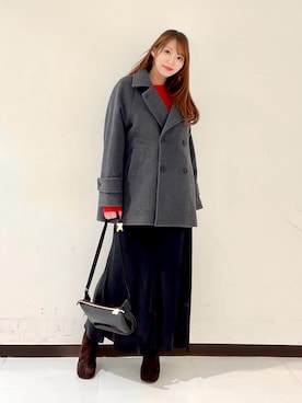 「冬の注目アウター」｜「アイテム（ジャケット/アウター）」を使った、YUMIさん（レディース・158cm）の秋コーディネート