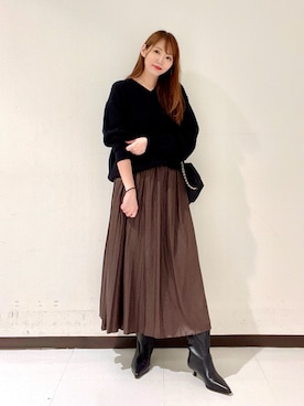 「RODE SKO（ロデスコ）のアイテム」を使った、YUMIさん（レディース・158cm）の秋コーディネート