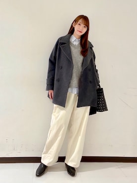 「アイテム（ピーコート）」を使った、YUMIさん（レディース・158cm）の秋コーディネート