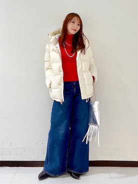 「アイテム（その他アウター、ホワイト系）」を使った、YUMIさん（レディース・158cm）の秋コーディネート