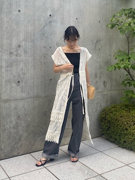 「ジレ」｜「アイテム（サロペット/オーバーオール）」を使った、おしゃれーなさん（レディース・162cm）の夏コーディネート