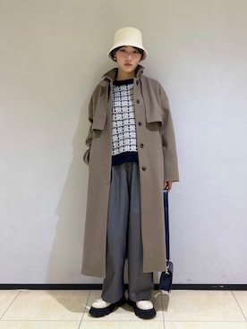 「アイテム（ステンカラーコート）」を使った、おしゃれーなさん（レディース・162cm）の冬コーディネート
