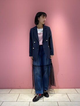 「fredy emue（フレディエミュ）のアイテム（テーラードジャケット）」を使った、おしゃれーなさん（レディース・162cm）の冬コーディネート