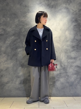 「アイテム（ピーコート）」を使った、おしゃれーなさん（レディース・162cm）の冬コーディネート