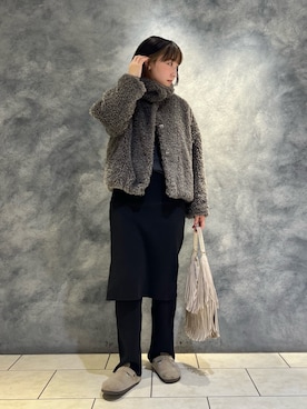 「アイテム（ムートンコート）」を使った、おしゃれーなさん（レディース・162cm）の冬コーディネート