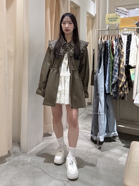 「w closet（ダブルクローゼット）のアイテム」を使った、悠さん（レディース・158cm）の春コーディネート