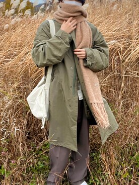 「マフラー」｜「アイテム（モッズコート）」を使った、kazumaさん（メンズ・169cm）の秋コーディネート