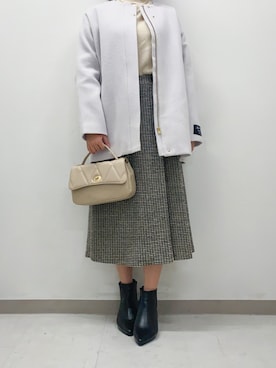 「Te chichi（テチチ）のアイテム（ノーカラーコート）」を使った、りおさん（レディース・158cm）の冬コーディネート