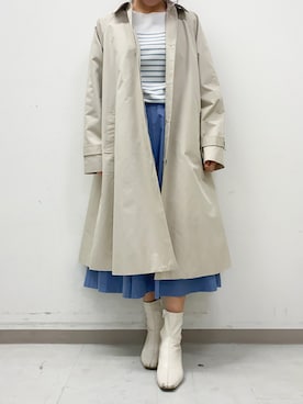 「Te chichi（テチチ）のアイテム（ステンカラーコート）」を使った、りおさん（レディース・158cm）の春コーディネート