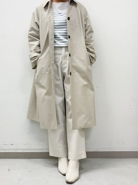 「Te chichi（テチチ）のアイテム（ステンカラーコート）」を使った、りおさん（レディース・158cm）の春コーディネート