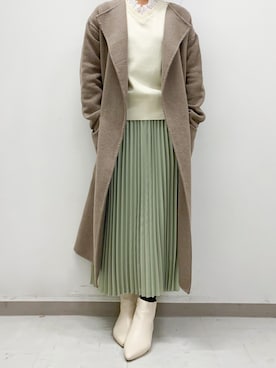 「Te chichi（テチチ）のアイテム（ノーカラーコート）」を使った、りおさん（レディース・158cm）の冬コーディネート
