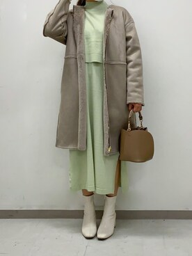 「テチチ(Te chichi)」｜「アイテム（ノーカラーコート）」を使った、りおさん（レディース・158cm）の秋コーディネート