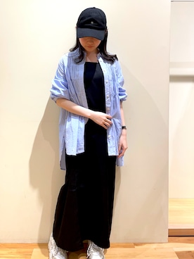 「Samansa Mos2 blue」｜「アイテム（キャップ）」を使った、❁みずい❁さん（レディース・152cm）の春コーディネート