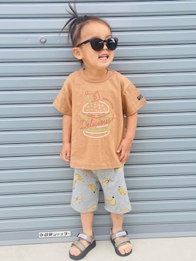 「PAPAPAPARK（パパパパーク）のアイテム（サンダル）」を使った、haaakさん（キッズ・90cm）の春コーディネート