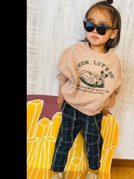 「ロン毛」｜「アイテム（パーカー）」を使った、haaakさん（キッズ・90cm）の春コーディネート
