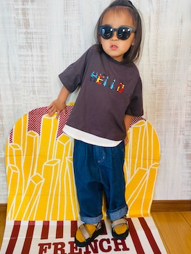 「PAPAPAPARK（パパパパーク）のアイテム（サンダル）」を使った、haaakさん（キッズ・90cm）の春コーディネート
