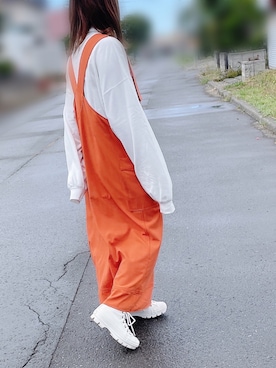 「CONVERSE（コンバース）のCONVERSE ALLSTAR 100CB CHUNKHI（スニーカー、ホワイト系）」を使った、ikumindesさん（レディース・153cm）の秋コーディネート