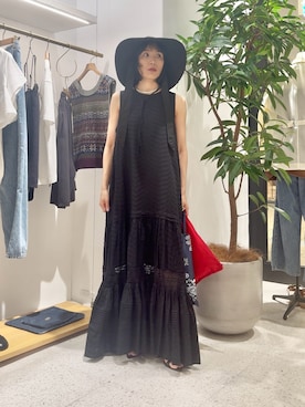 「Whim Gazette（ウィムガゼット）の【Hoaw.】パッカブルナイロンハット（ハット、ブラック系）」を使った、ODAKAさん（レディース・153cm）の夏コーディネート