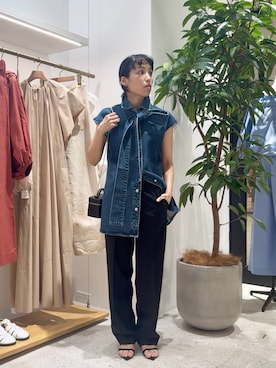 「Whim Gazette（ウィムガゼット）の【Hoaw.】バニティショルダー（ショルダーバッグ、ブラック系）」を使った、ODAKAさん（レディース・153cm）の春コーディネート