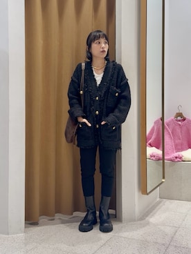 「アイテム（ノーカラージャケット）」を使った、ODAKAさん（骨格ナチュラル・レディース・153cm）の秋コーディネート