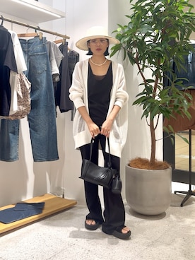 「Whim Gazette（ウィムガゼット）の【Hoaw.】パナマハット（ハット、ホワイト系）」を使った、ODAKAさん（レディース・153cm）の夏コーディネート