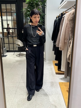 「アイテム（スラックス）」を使った、ODAKAさん（レディース・153cm）の秋コーディネート