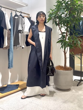 「Whim Gazette（ウィムガゼット）のキャミワンピース（ワンピース、ホワイト系）」を使った、ODAKAさん（レディース・153cm）の夏コーディネート