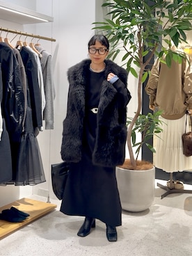 「アイテム（チョーカー）」を使った、ODAKAさん（レディース・153cm）の冬コーディネート