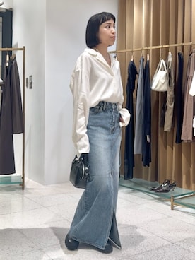 「アイテム（デニムスカート）」を使った、ODAKAさん（レディース・153cm）の夏コーディネート