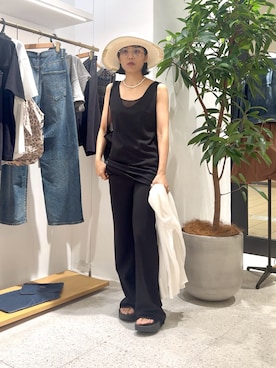 「THE PAUSE（ザ ポーズ）の【THE PAUSE】バロックパールショートネックレス（ネックレス、ホワイト系）」を使った、ODAKAさん（レディース・153cm）の夏コーディネート