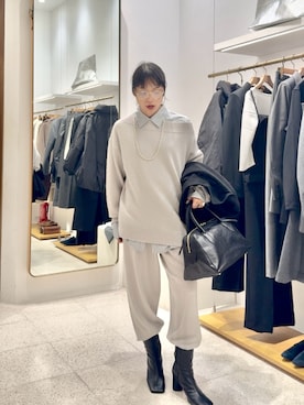 「アイテム（トートバッグ）」を使った、ODAKAさん（レディース・153cm）の秋コーディネート