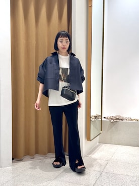 「アイテム（スラックス、ブラック系）」を使った、ODAKAさん（レディース・153cm）の夏コーディネート